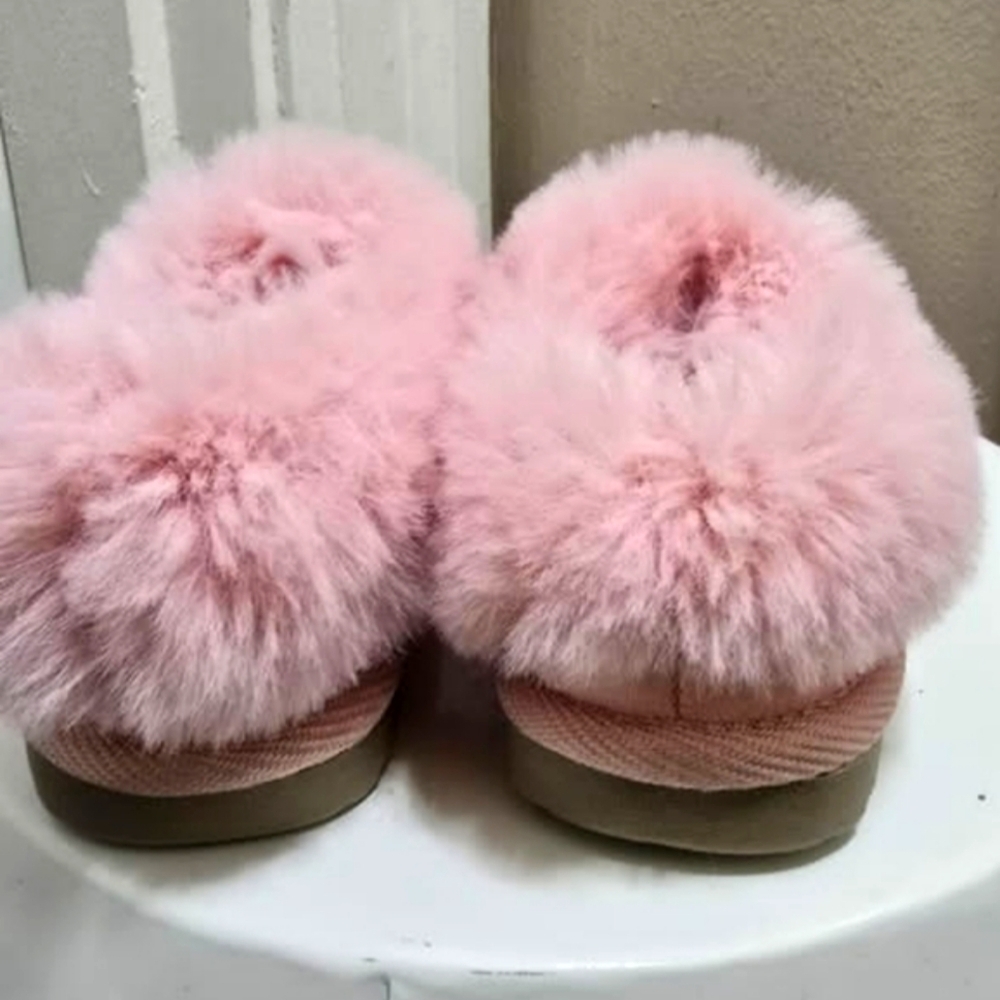 Cat & Jack Callie Moccasin Pink Faux Fur Slippers Toddler Size 6🌴 - Picture 5 of 8